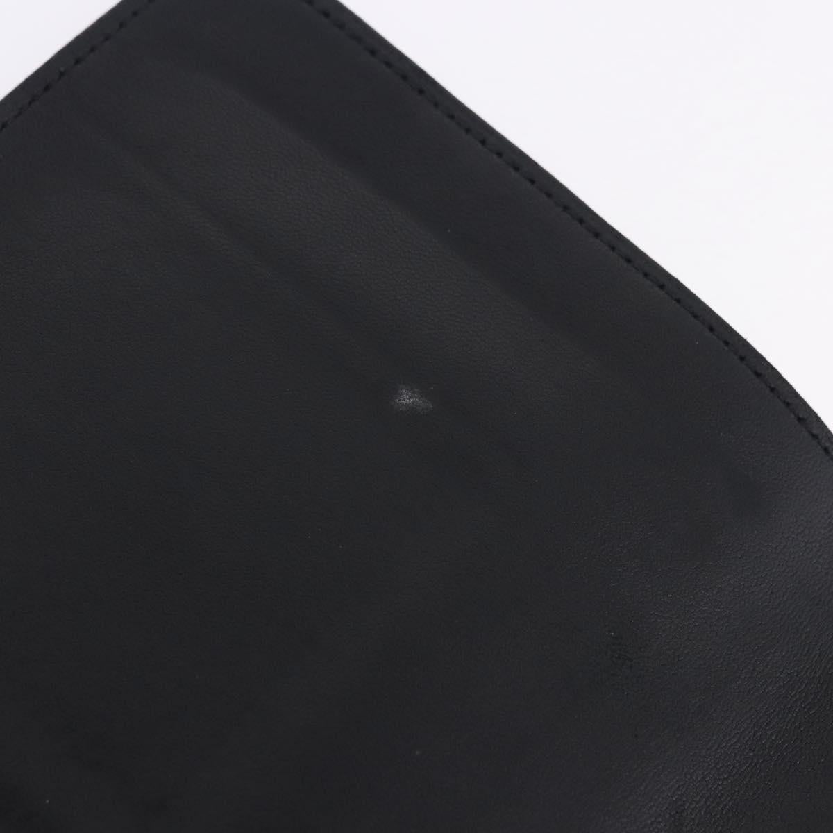 HERMES Dogon GM Wallet Leather Black Silver Auth 203322