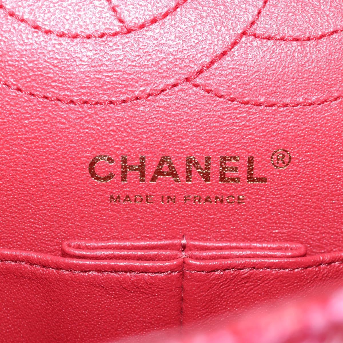 CHANEL Chain Matelasse 2.55 Shoulder Bag Tweed Pink Gold CC Auth 203324SM