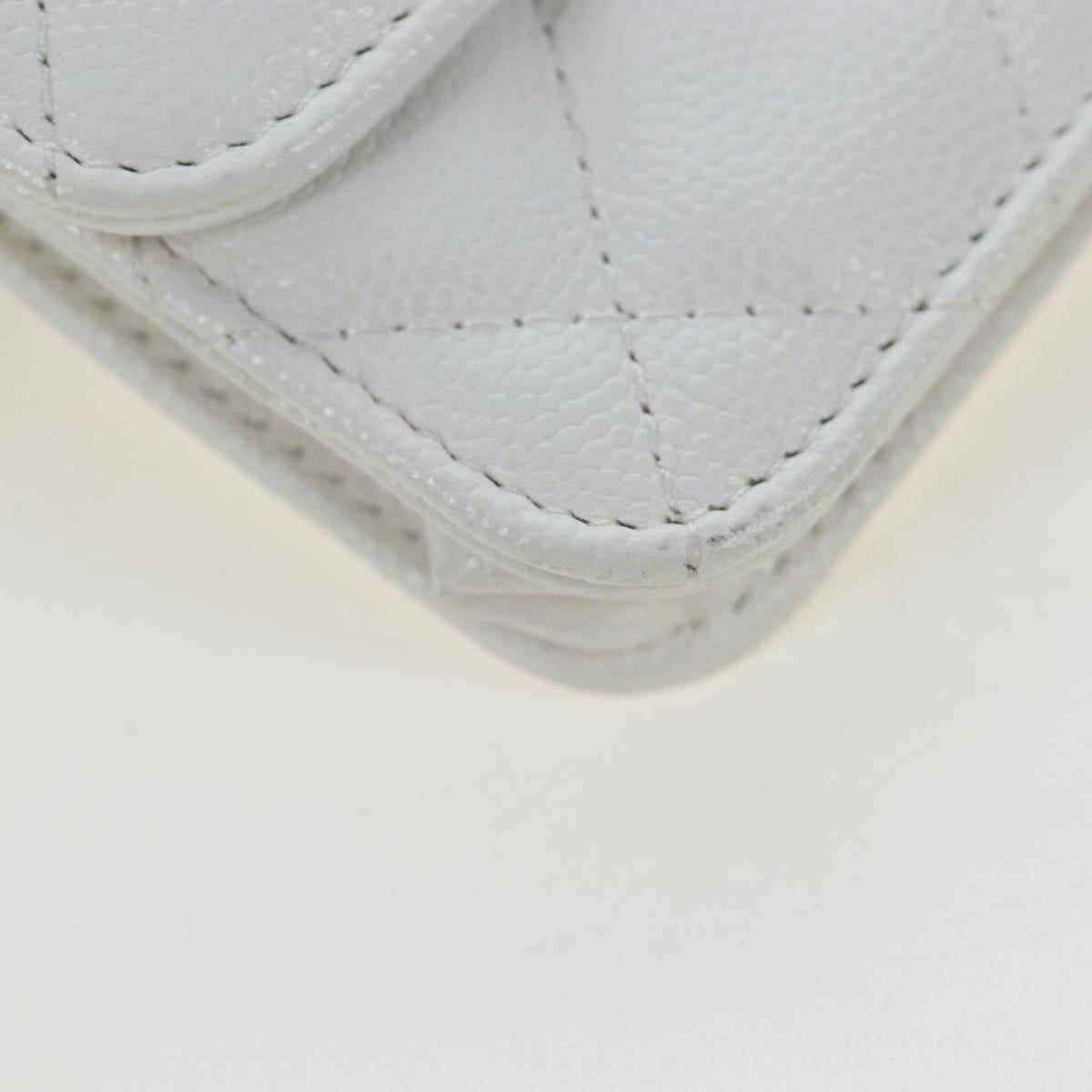 CHANEL Matelasse Chain Waist Bag Caviar Skin White CC Auth 203326M