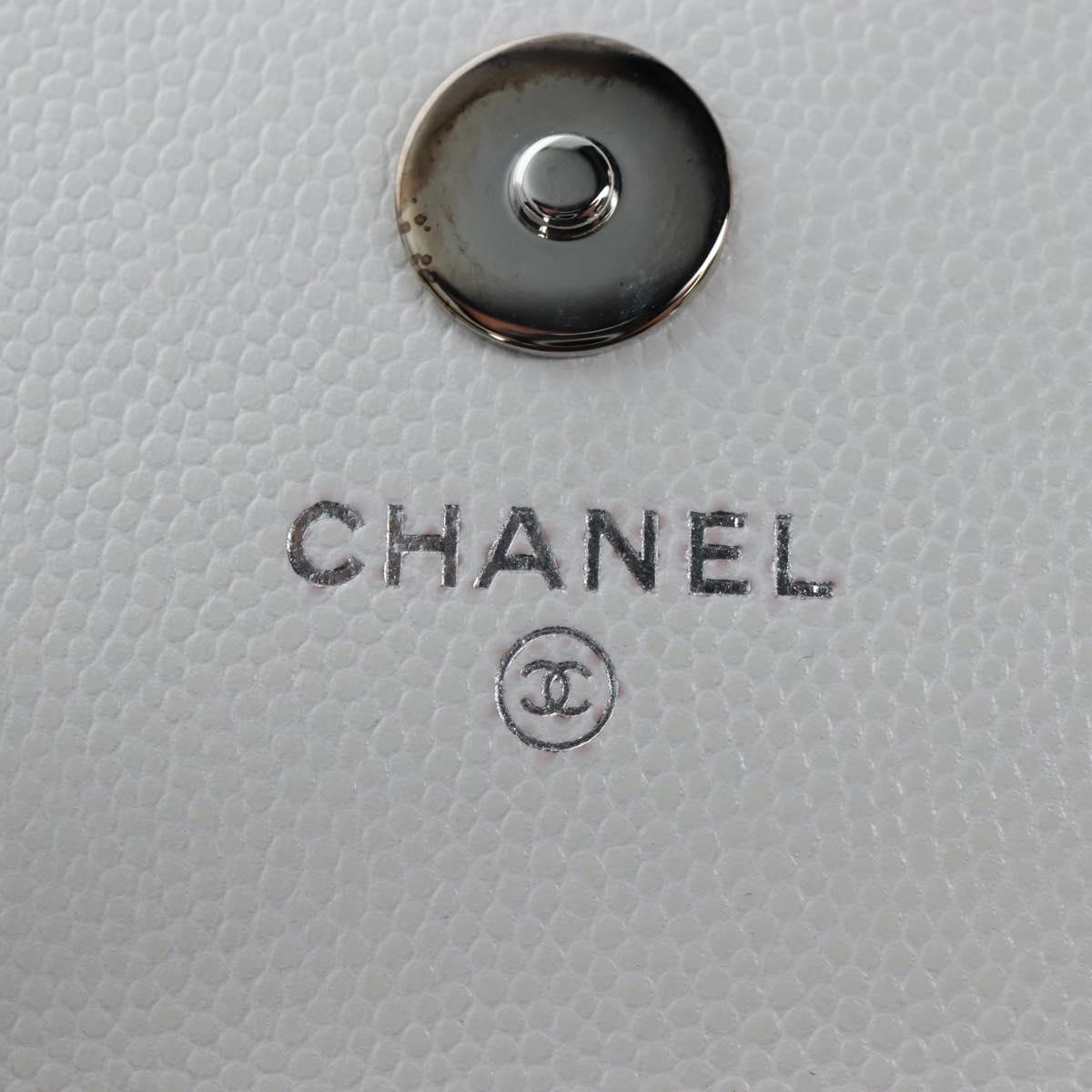 CHANEL Matelasse Chain Waist Bag Caviar Skin White CC Auth 203326M