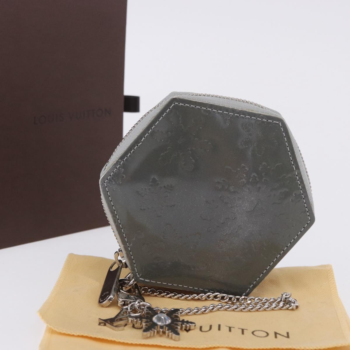 LOUIS VUITTON Vernis Porte Monnaie Flocon Coin Purse Gray M58218 LV Auth 203328M