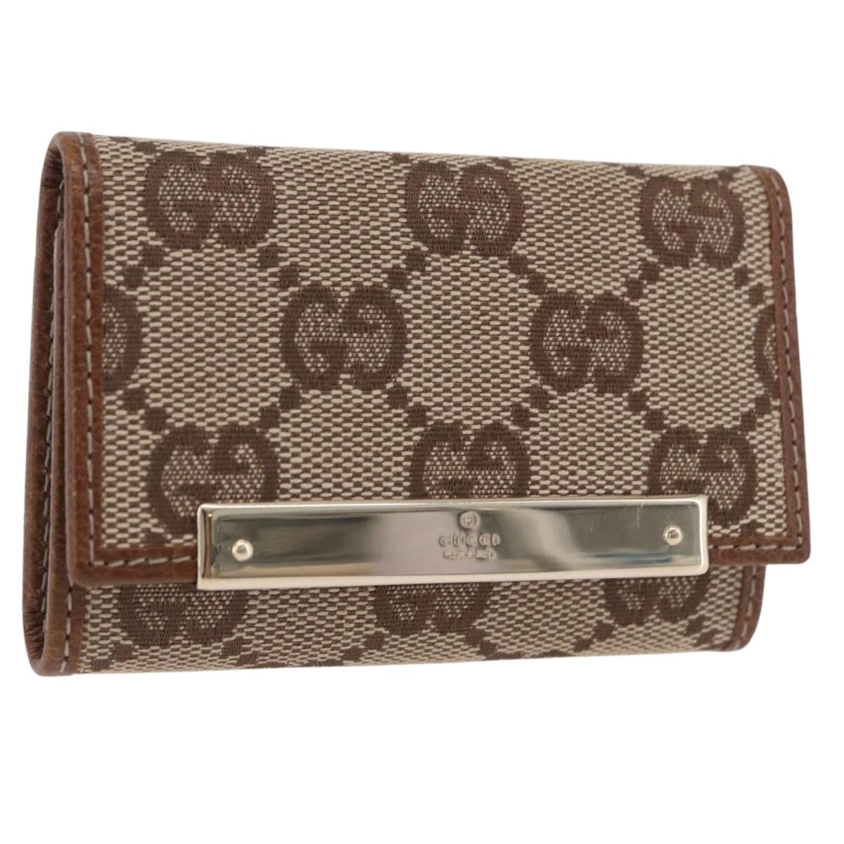 GUCCI GG Canvas Key Case Beige Gold 127048 Auth 203330V