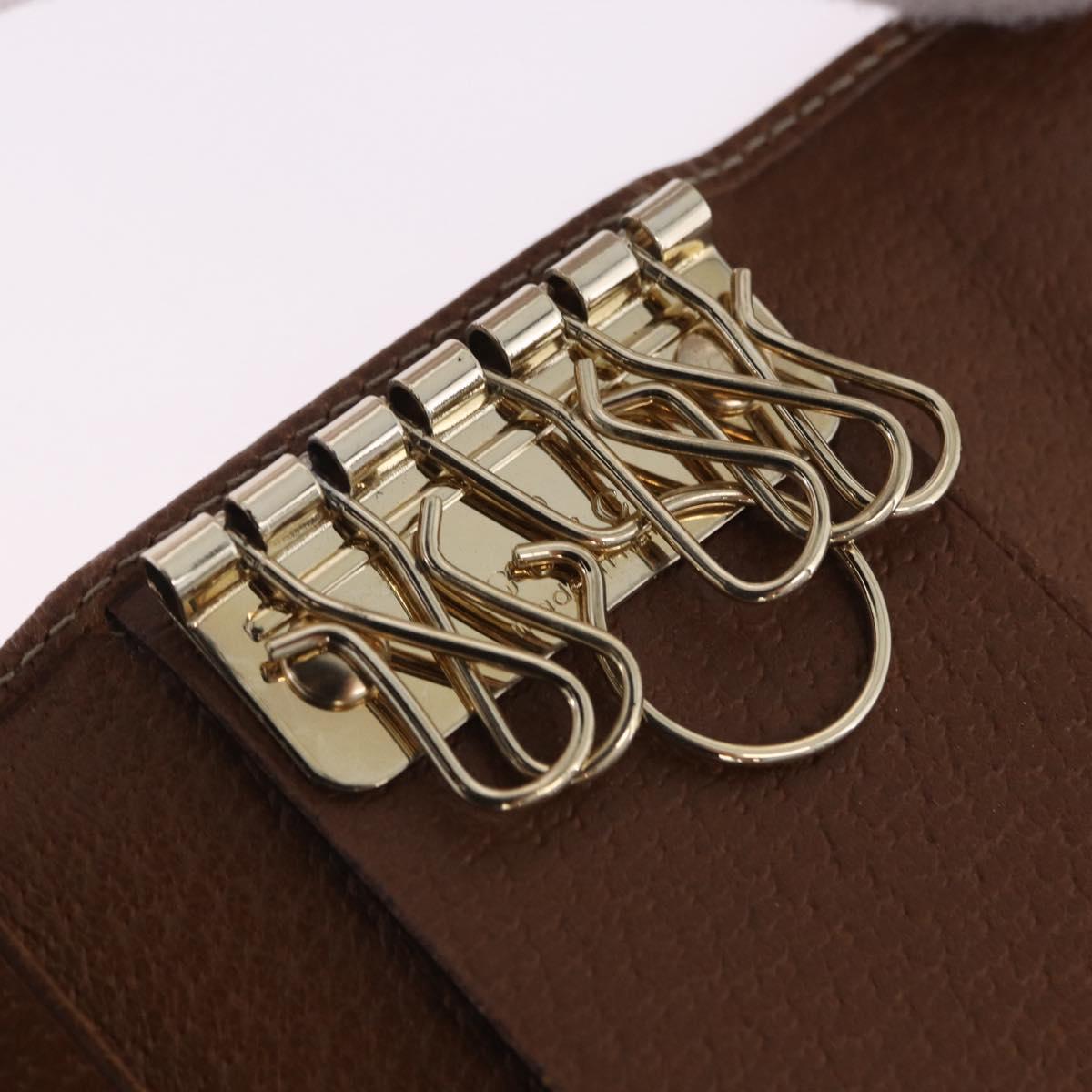 GUCCI GG Canvas Key Case Beige Gold 127048 Auth 203330V