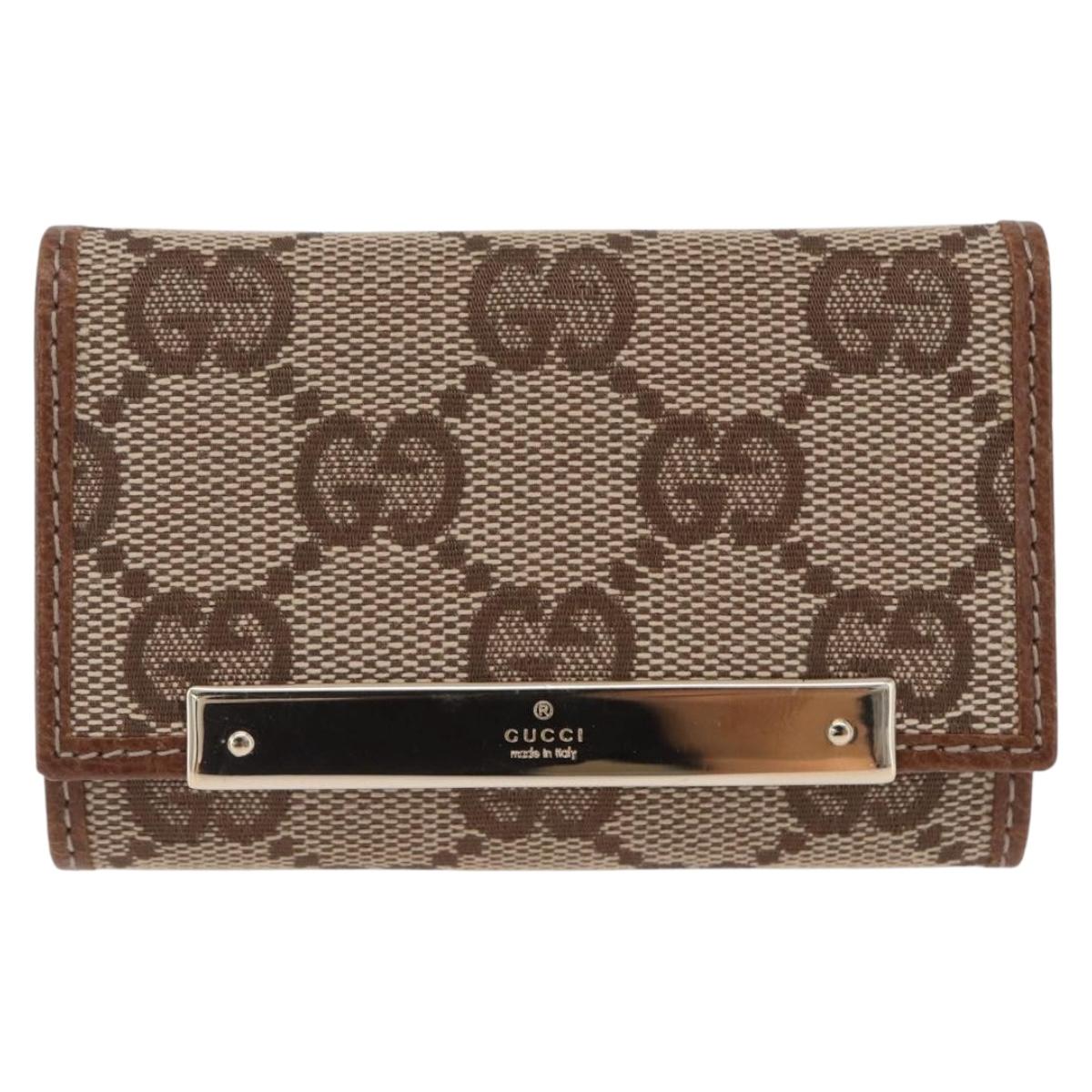 GUCCI GG Canvas Key Case Beige Gold 127048 Auth 203330V