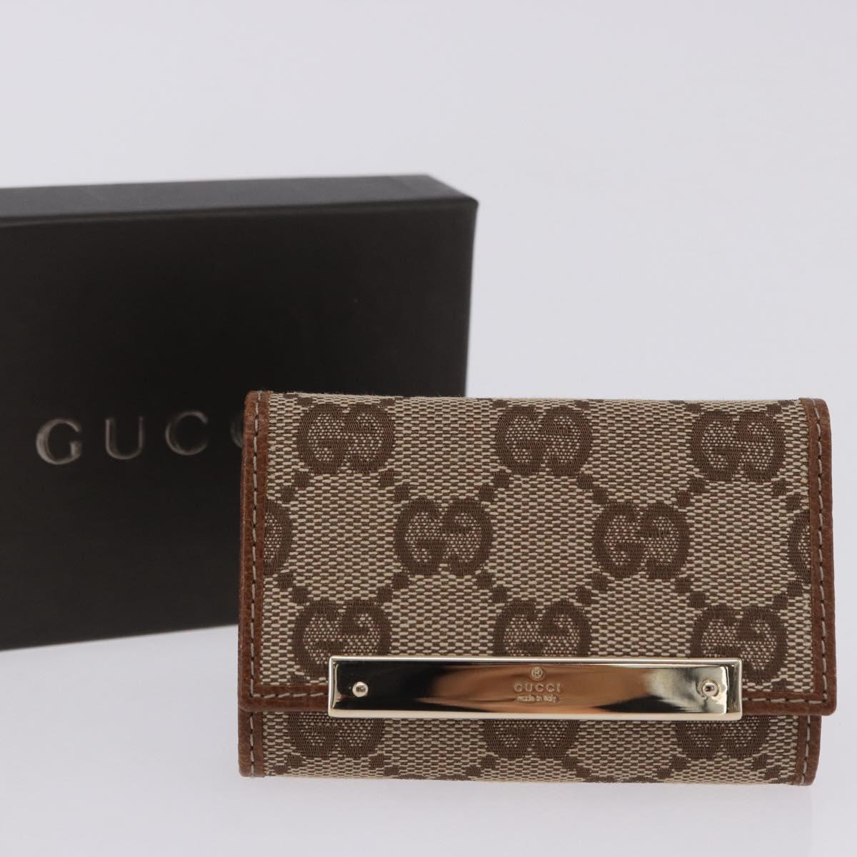 GUCCI GG Canvas Key Case Beige Gold 127048 Auth 203330V