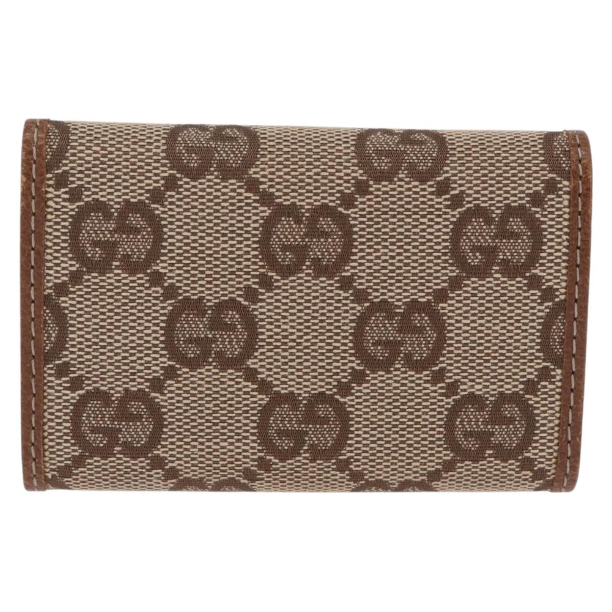 GUCCI GG Canvas Key Case Beige Gold 127048 Auth 203330V
