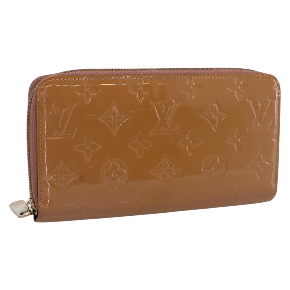 LOUIS VUITTON Vernis Zippy Wallet Long Wallet Rose Velur M91599 LV Auth 203331