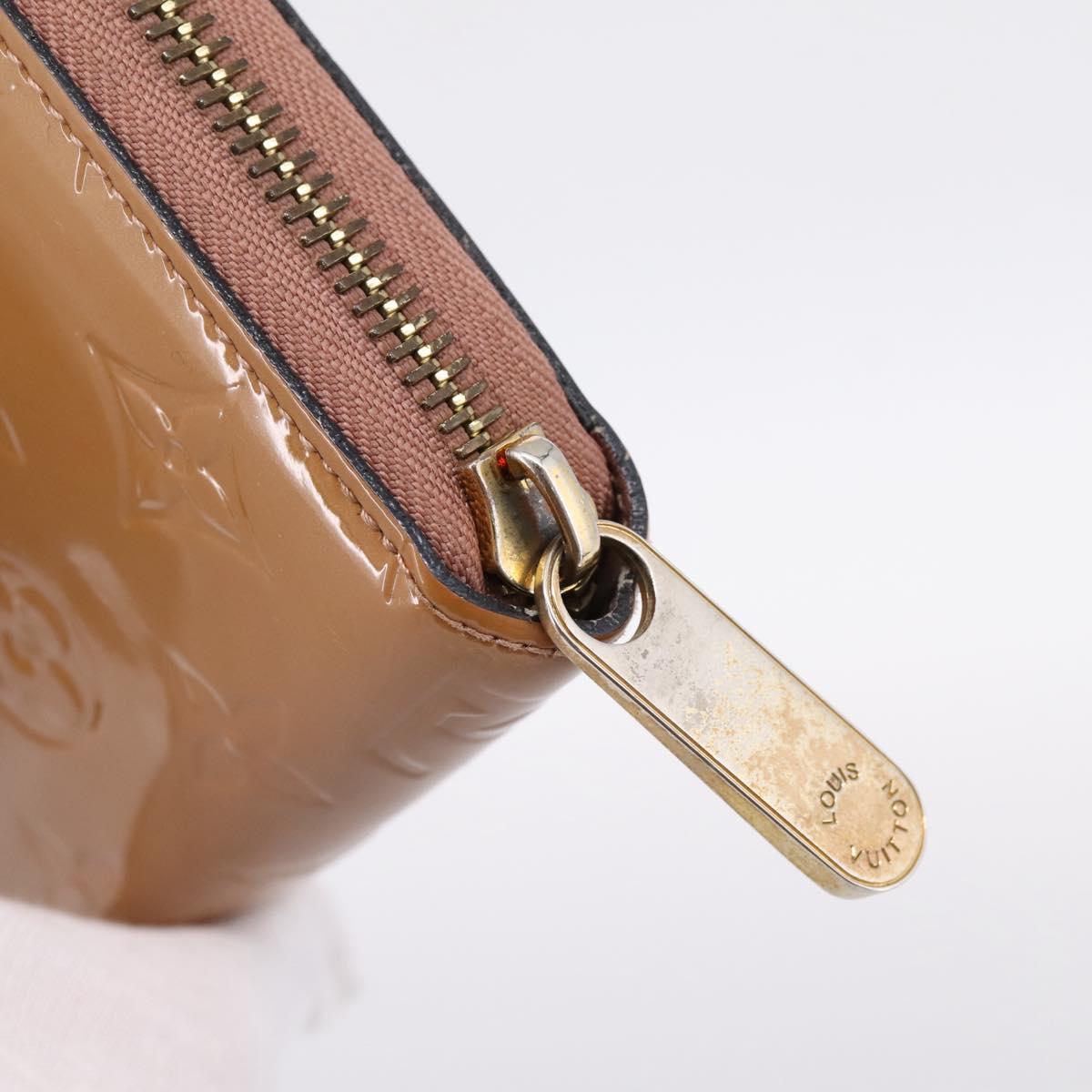 LOUIS VUITTON Vernis Zippy Wallet Long Wallet Rose Velur M91599 LV Auth 203331