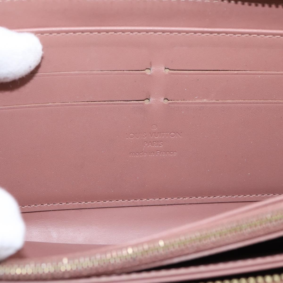 LOUIS VUITTON Vernis Zippy Wallet Long Wallet Rose Velur M91599 LV Auth 203331