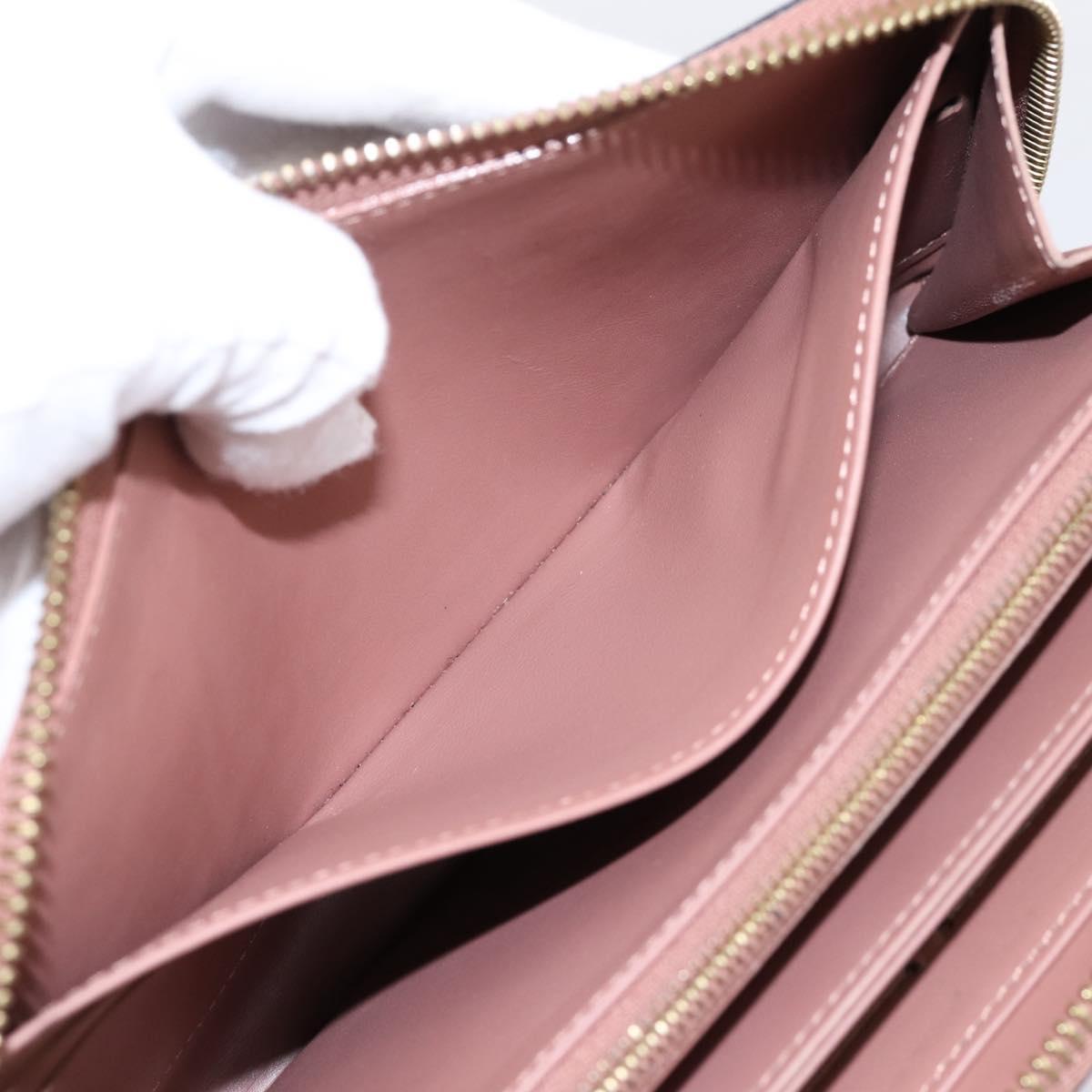 LOUIS VUITTON Vernis Zippy Wallet Long Wallet Rose Velur M91599 LV Auth 203331