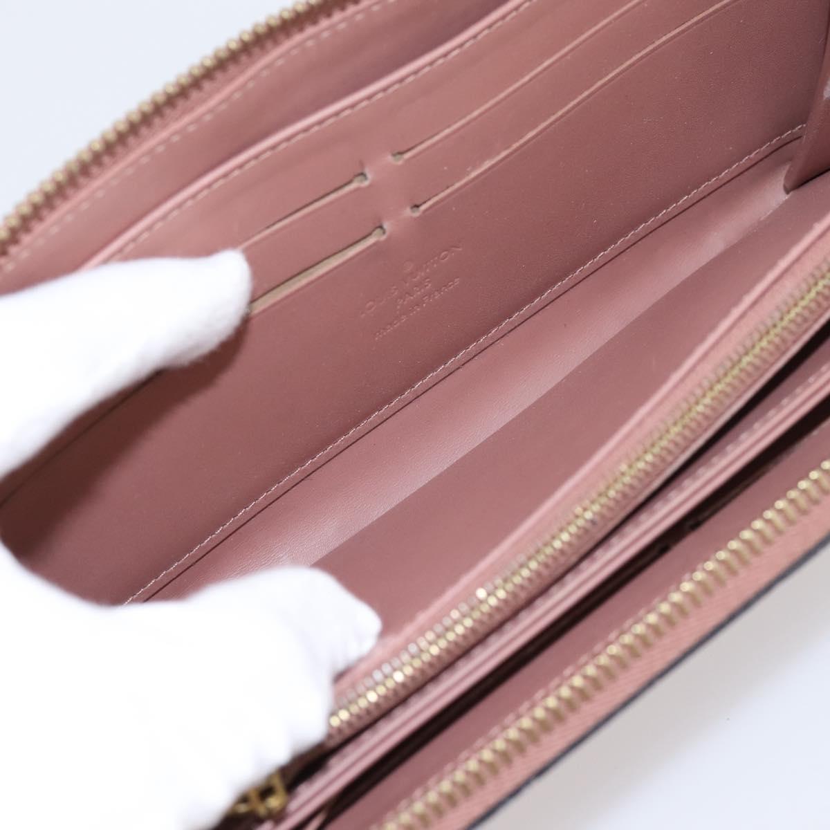 LOUIS VUITTON Vernis Zippy Wallet Long Wallet Rose Velur M91599 LV Auth 203331