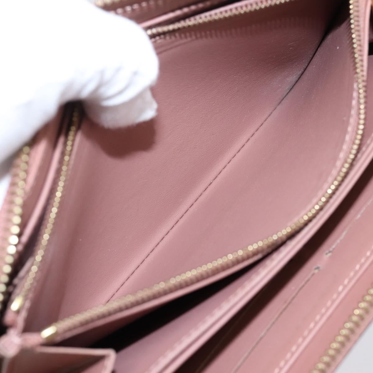 LOUIS VUITTON Vernis Zippy Wallet Long Wallet Rose Velur M91599 LV Auth 203331
