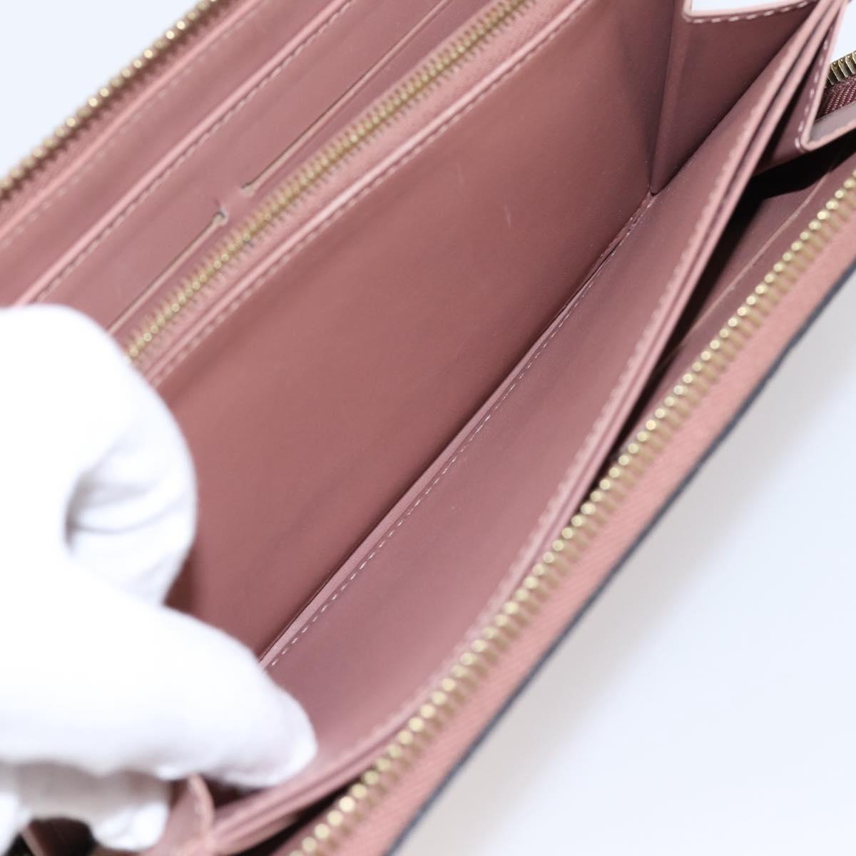 LOUIS VUITTON Vernis Zippy Wallet Long Wallet Rose Velur M91599 LV Auth 203331
