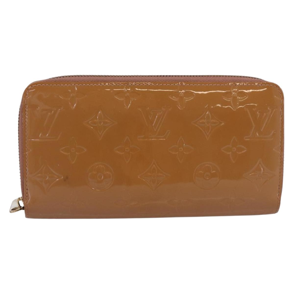 LOUIS VUITTON Vernis Zippy Wallet Long Wallet Rose Velur M91599 LV Auth 203331