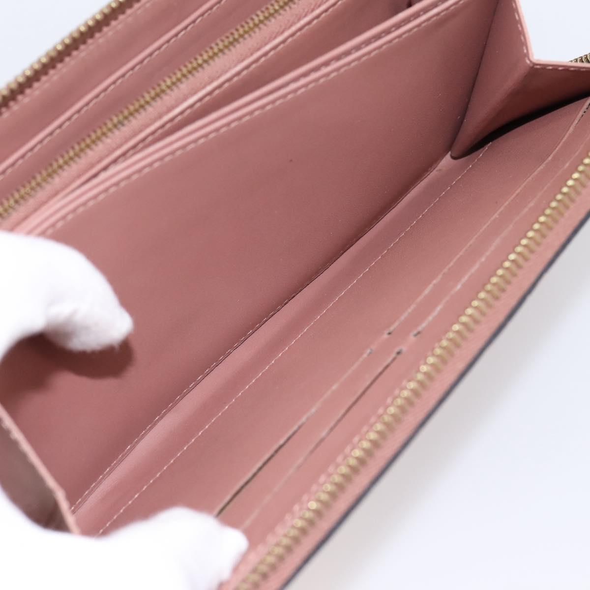 LOUIS VUITTON Vernis Zippy Wallet Long Wallet Rose Velur M91599 LV Auth 203331