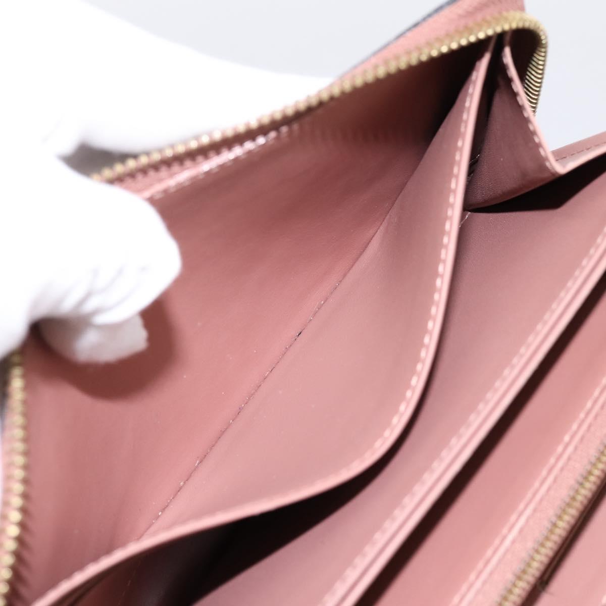 LOUIS VUITTON Vernis Zippy Wallet Long Wallet Rose Velur M91599 LV Auth 203331
