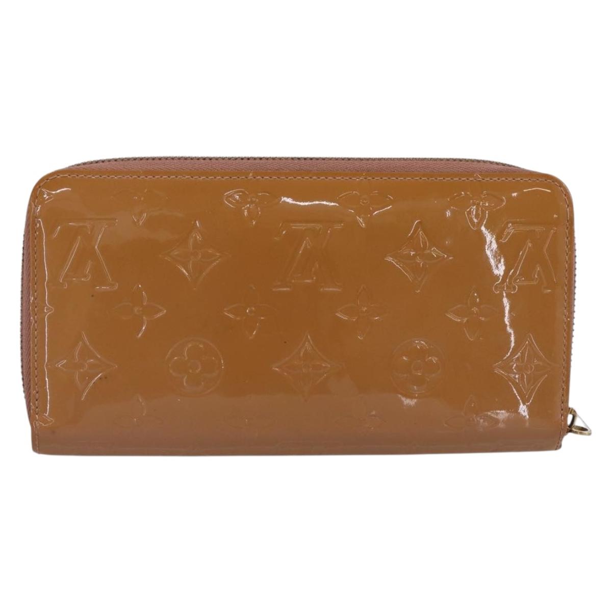 LOUIS VUITTON Vernis Zippy Wallet Long Wallet Rose Velur M91599 LV Auth 203331