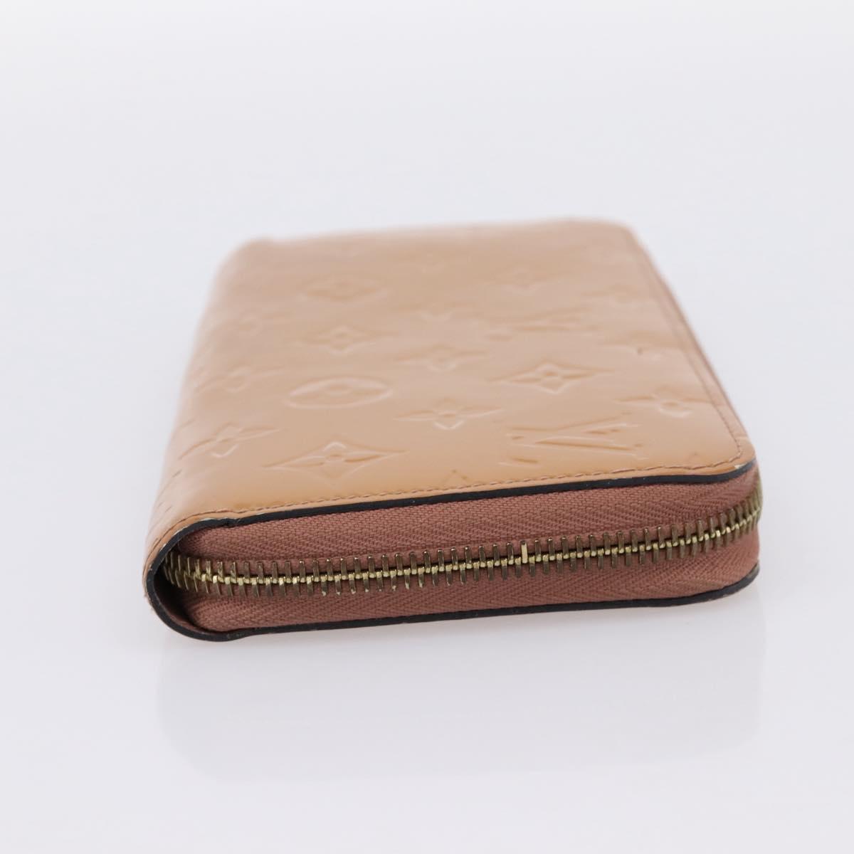 LOUIS VUITTON Vernis Zippy Wallet Long Wallet Rose Velur M91599 LV Auth 203331