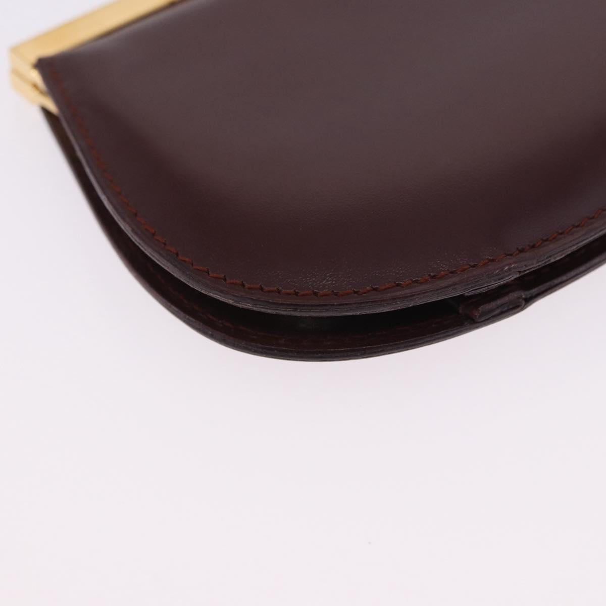 CARTIER Must Line Coin Purse Leather Bordeaux Gold Auth 203332V