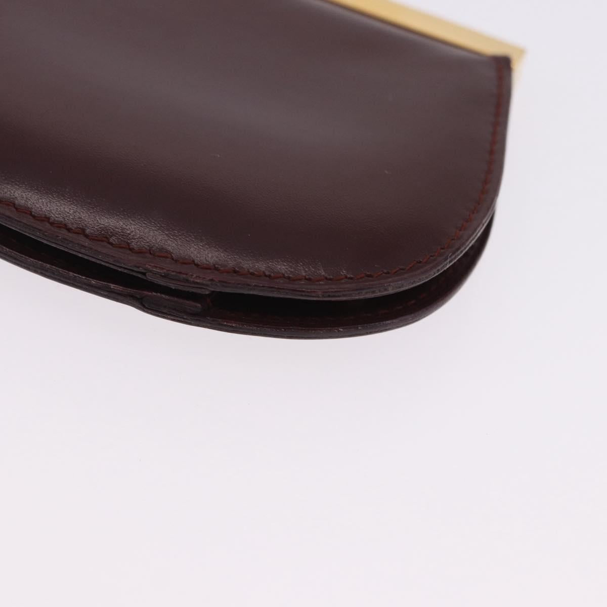 CARTIER Must Line Coin Purse Leather Bordeaux Gold Auth 203332V