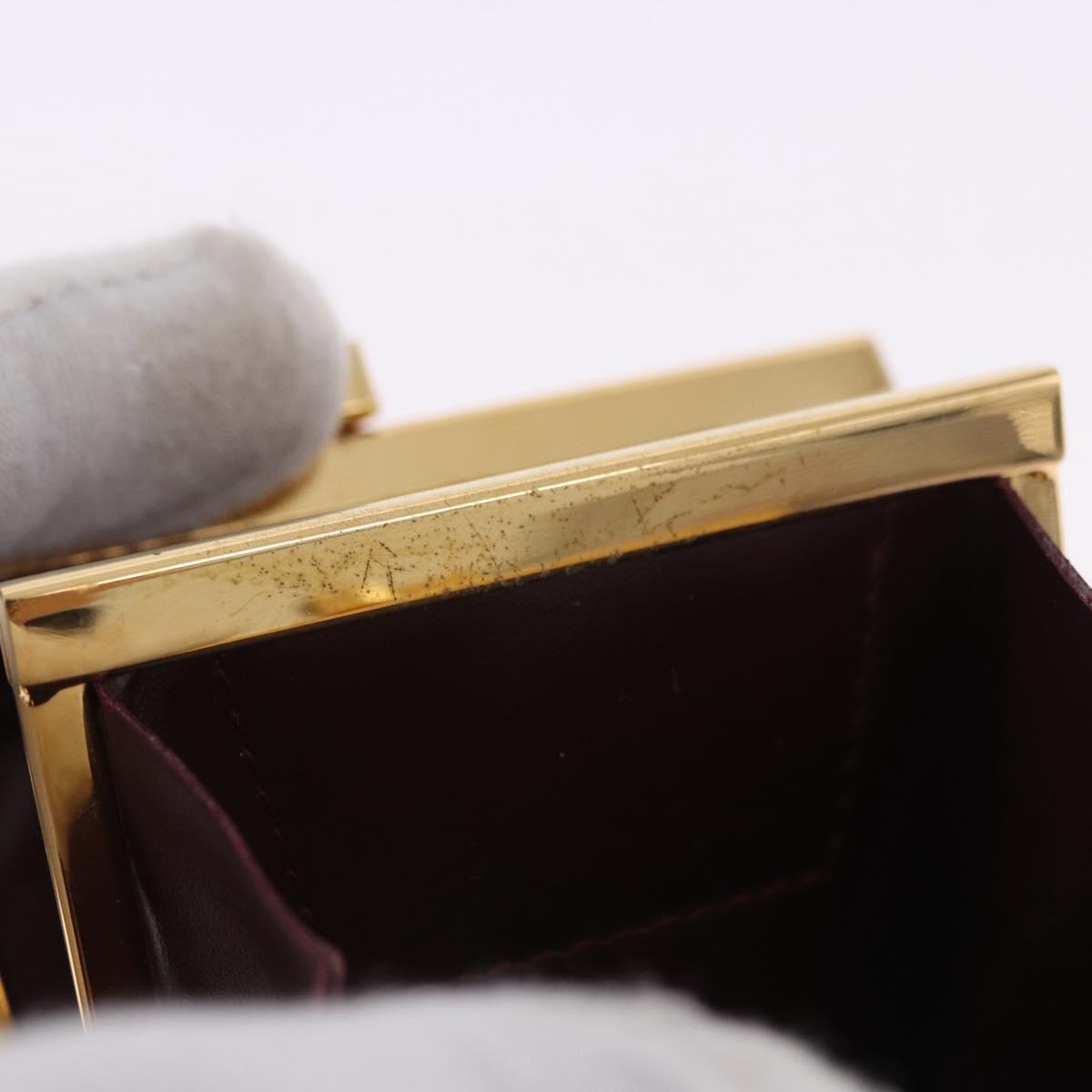 CARTIER Must Line Coin Purse Leather Bordeaux Gold Auth 203332V