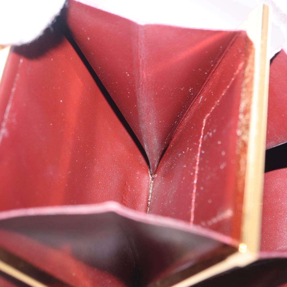 CARTIER Must Line Coin Purse Leather Bordeaux Gold Auth 203332V
