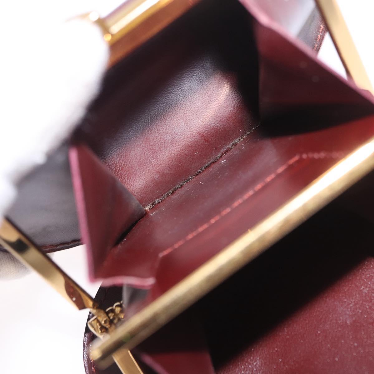 CARTIER Must Line Coin Purse Leather Bordeaux Gold Auth 203332V