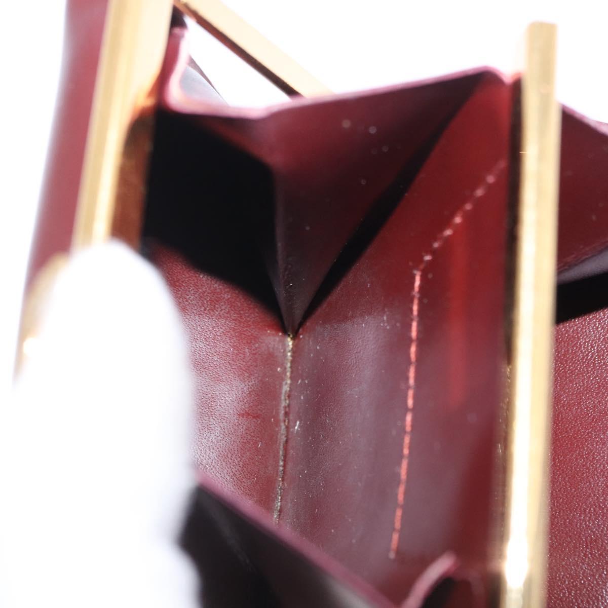 CARTIER Must Line Coin Purse Leather Bordeaux Gold Auth 203332V