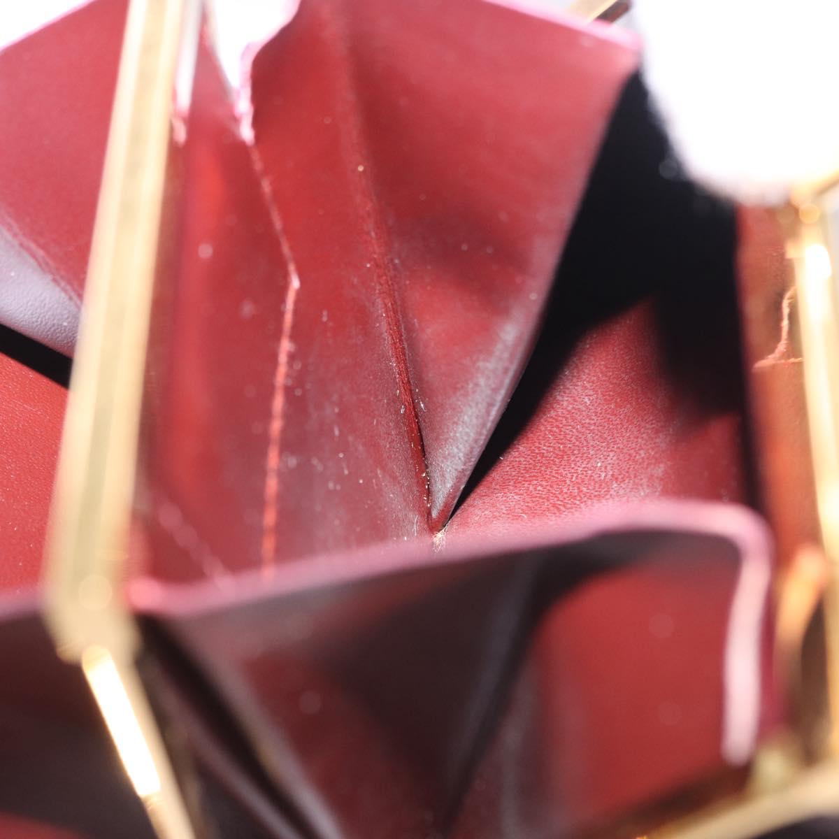CARTIER Must Line Coin Purse Leather Bordeaux Gold Auth 203332V
