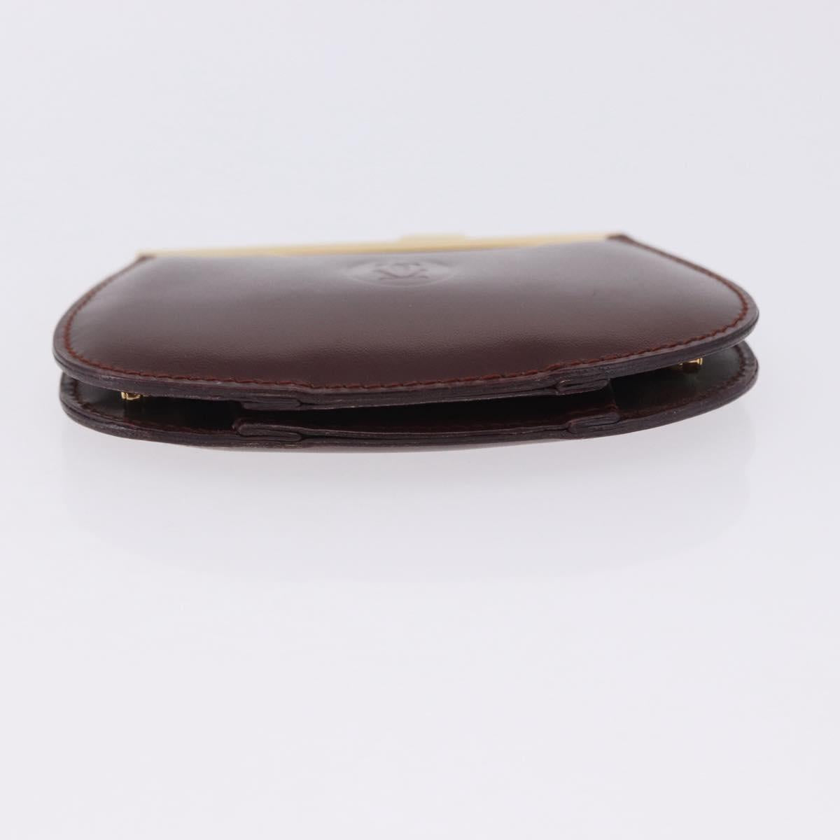 CARTIER Must Line Coin Purse Leather Bordeaux Gold Auth 203332V