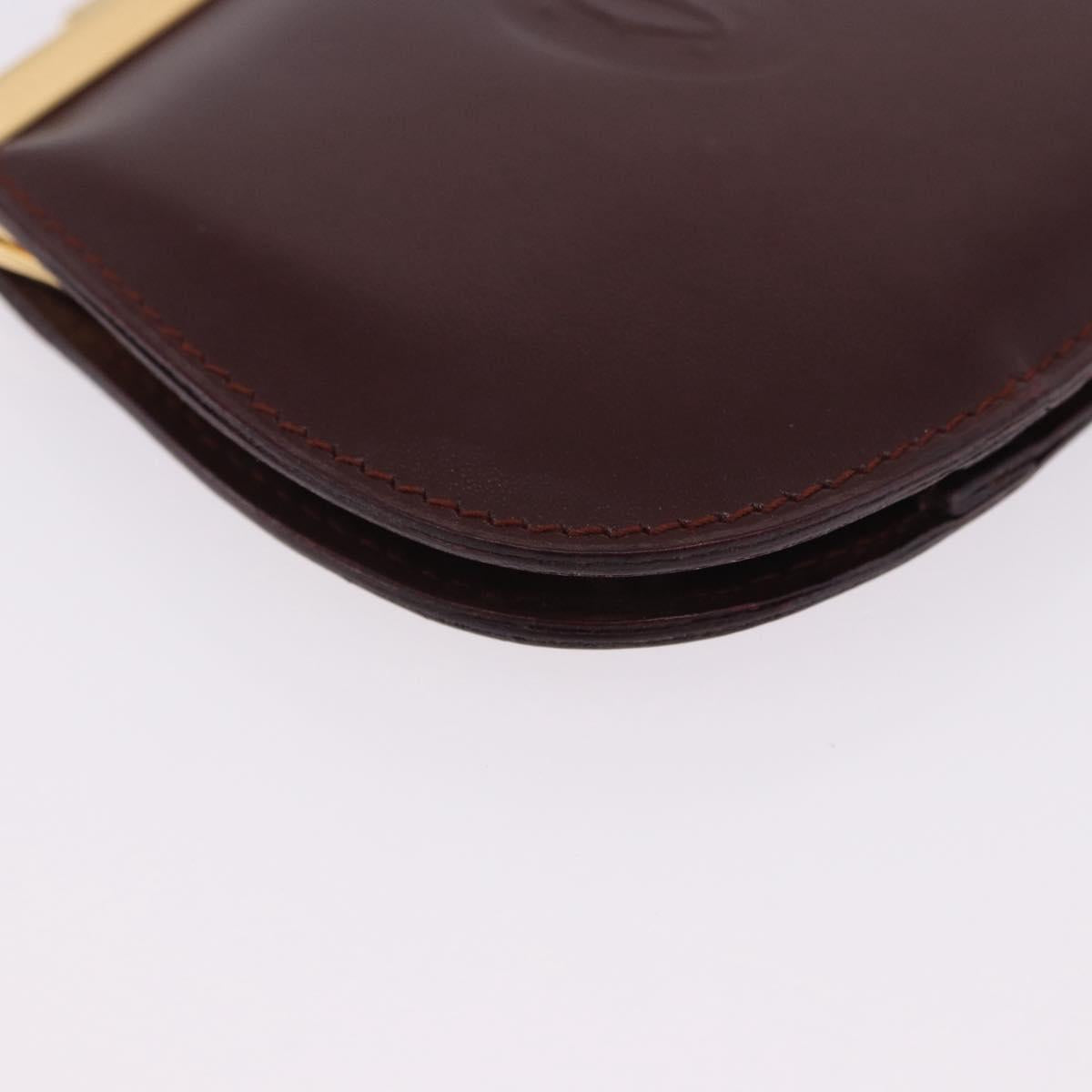 CARTIER Must Line Coin Purse Leather Bordeaux Gold Auth 203332V
