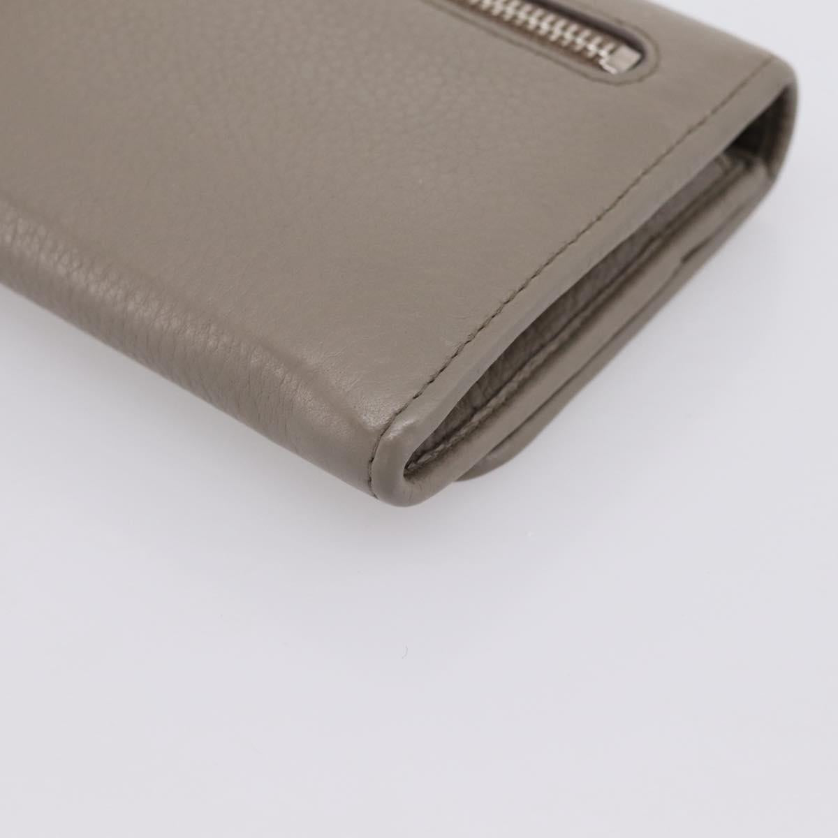 PRADA Long Wallet Leather Beige Silver Auth 203336A