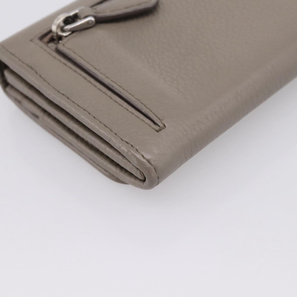 PRADA Long Wallet Leather Beige Silver Auth 203336A