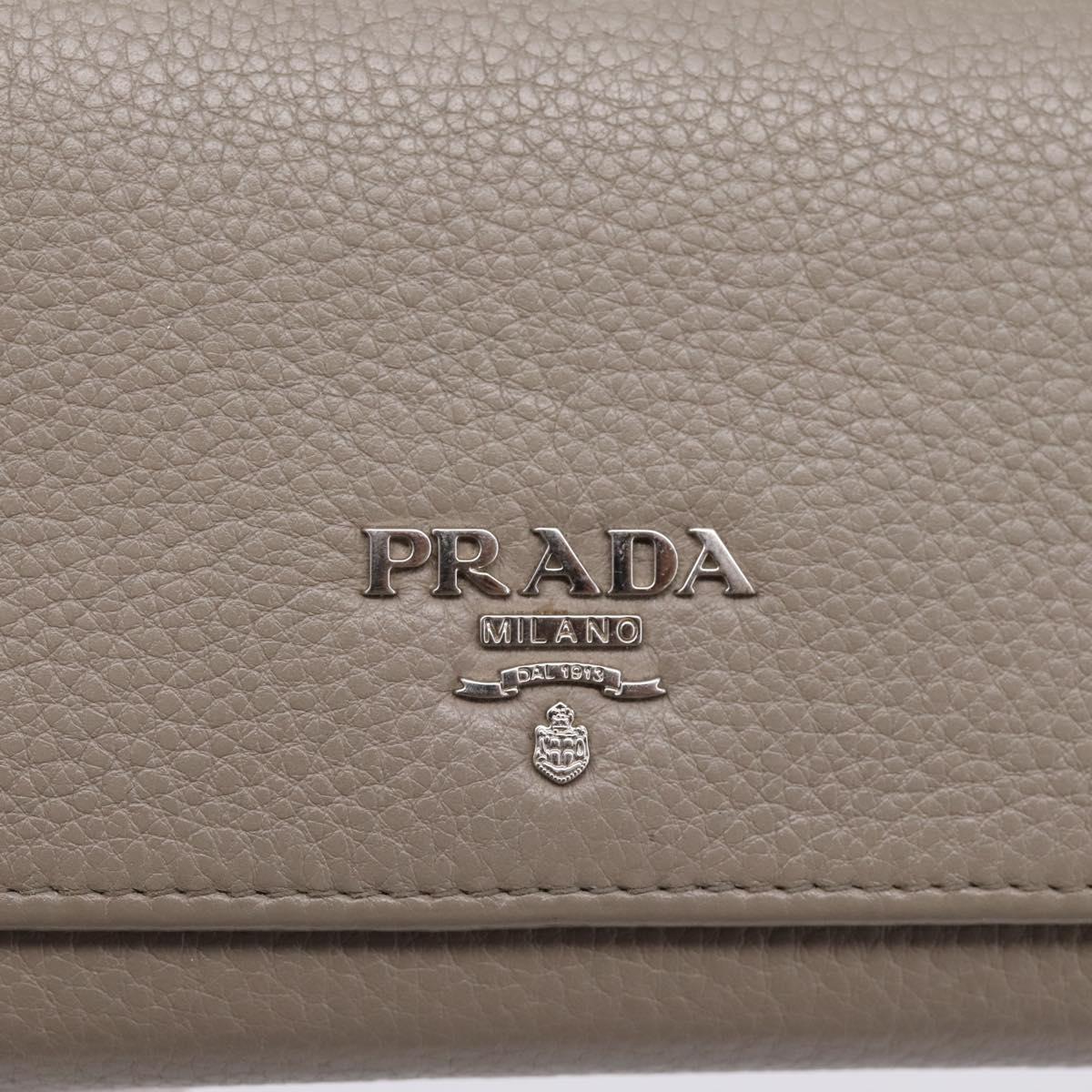 PRADA Long Wallet Leather Beige Silver Auth 203336A