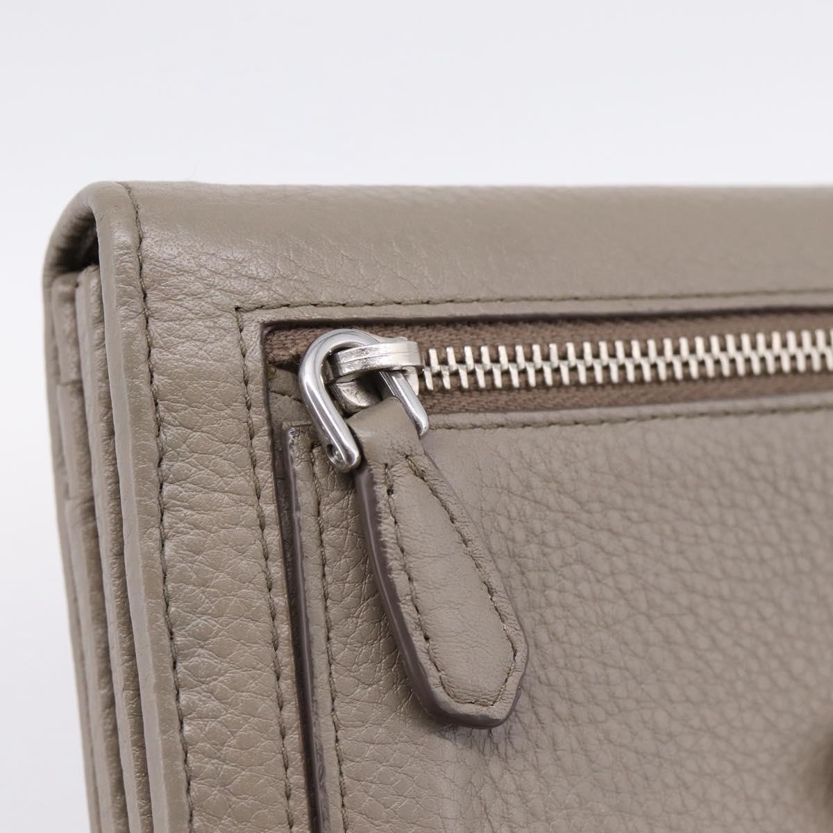PRADA Long Wallet Leather Beige Silver Auth 203336A