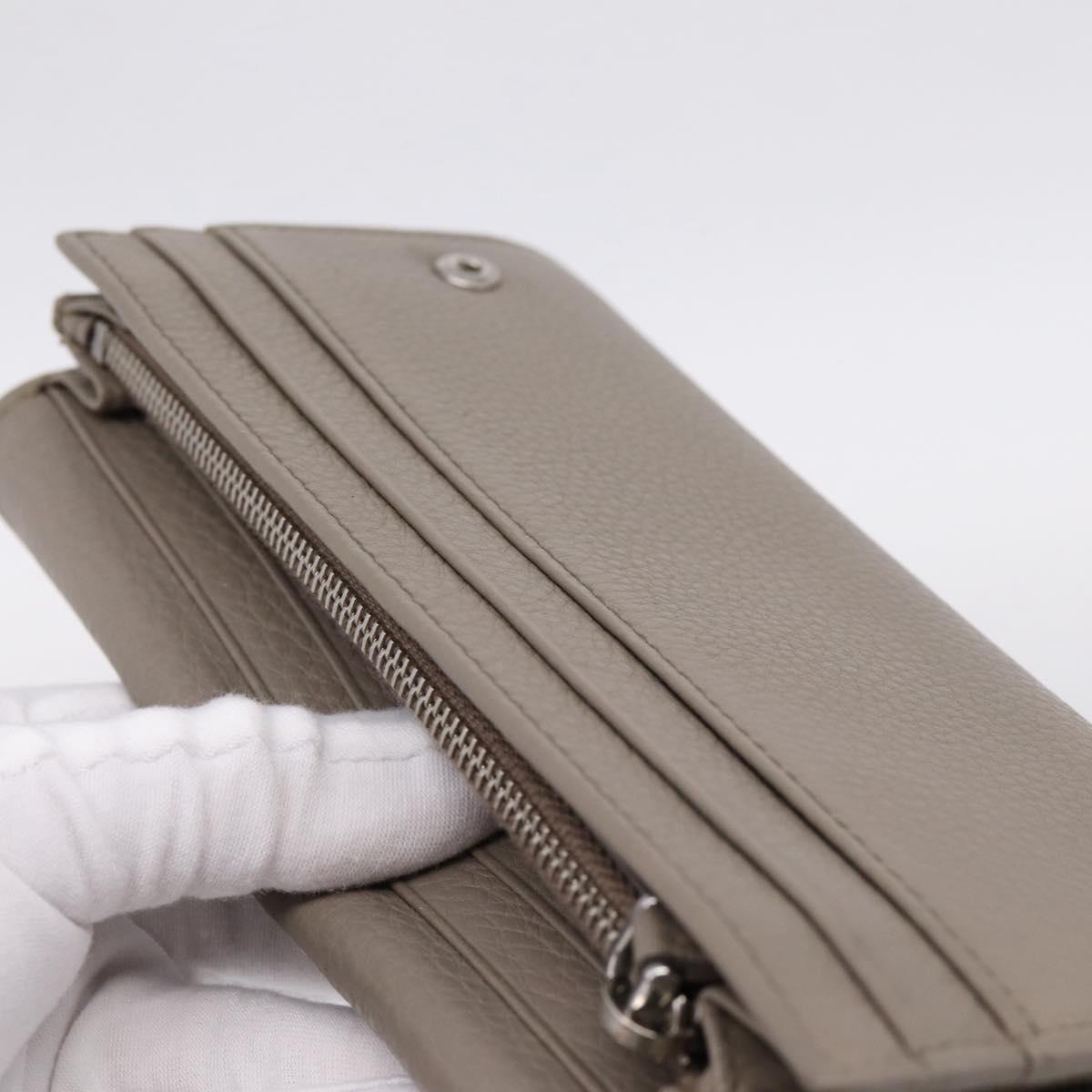 PRADA Long Wallet Leather Beige Silver Auth 203336A