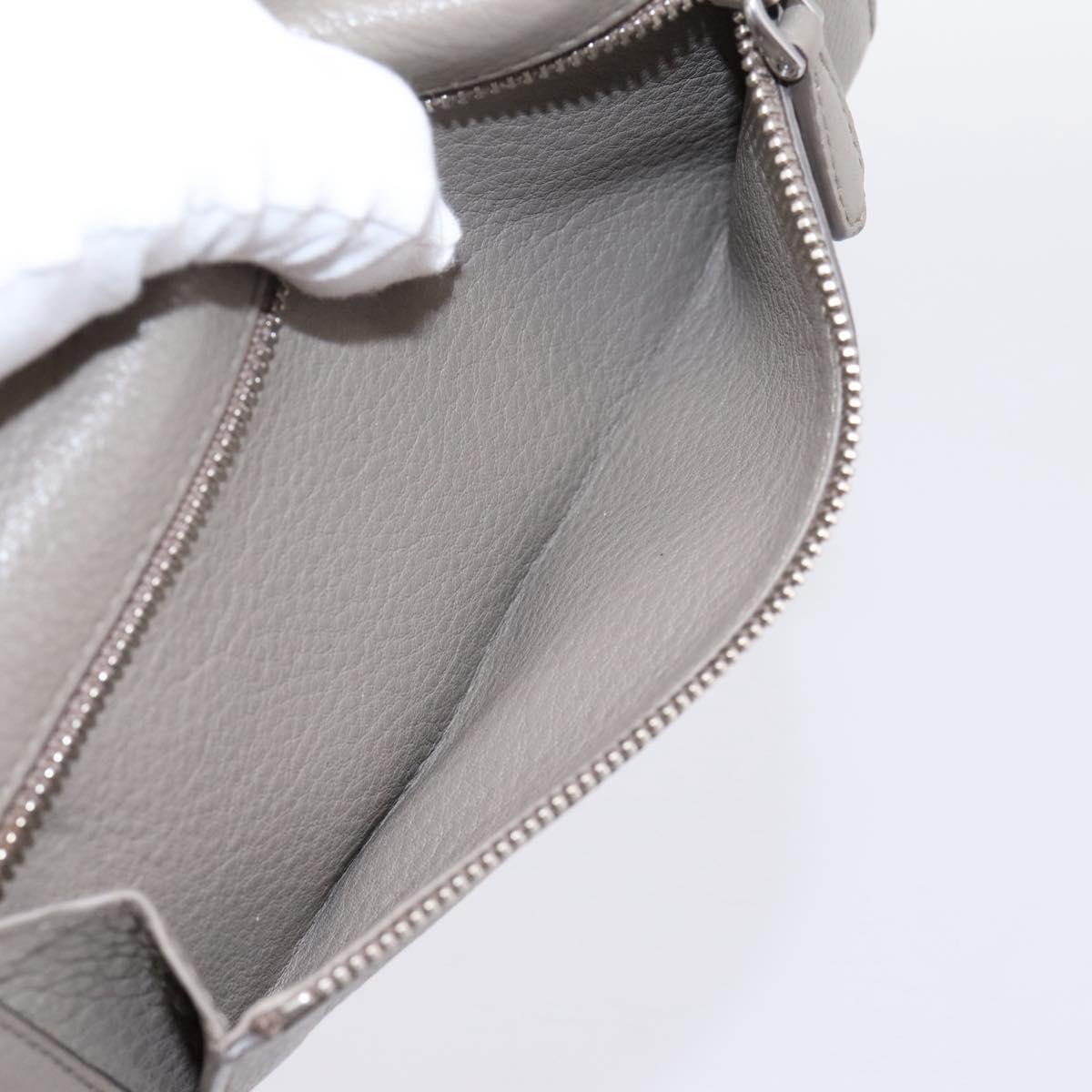 PRADA Long Wallet Leather Beige Silver Auth 203336A