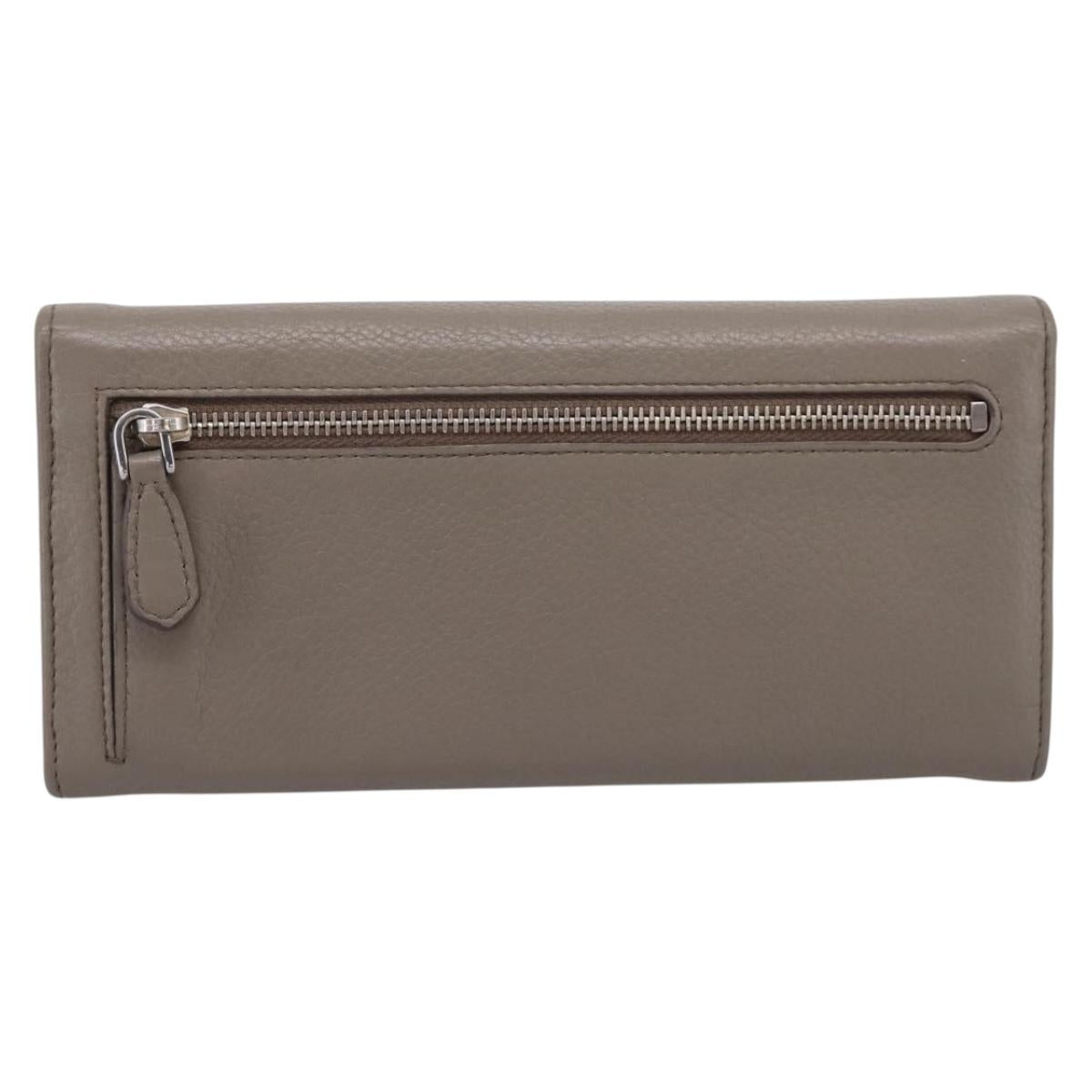 PRADA Long Wallet Leather Beige Silver Auth 203336A