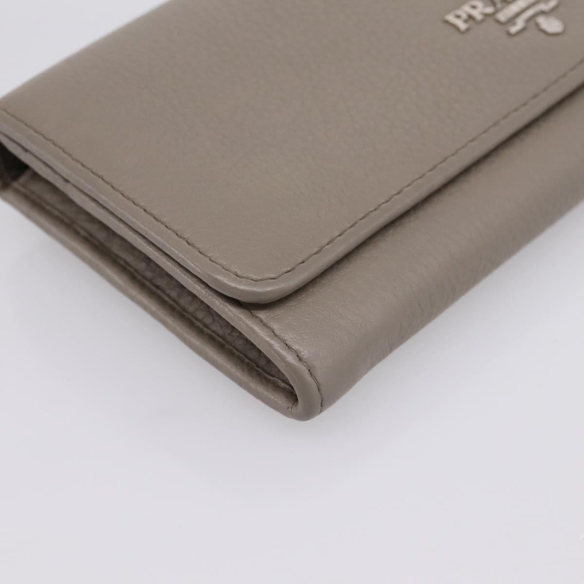 PRADA Long Wallet Leather Beige Silver Auth 203336A