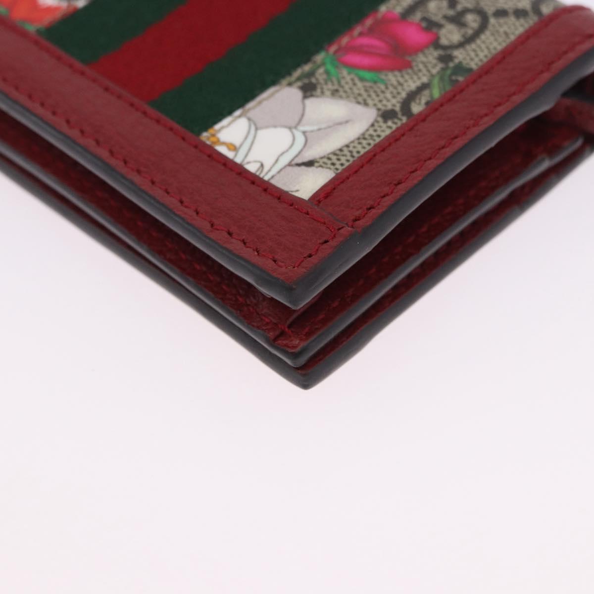 GUCCI Web Sherry Line Trifold Wallet PVC Red Gold 523155 Auth 203338M