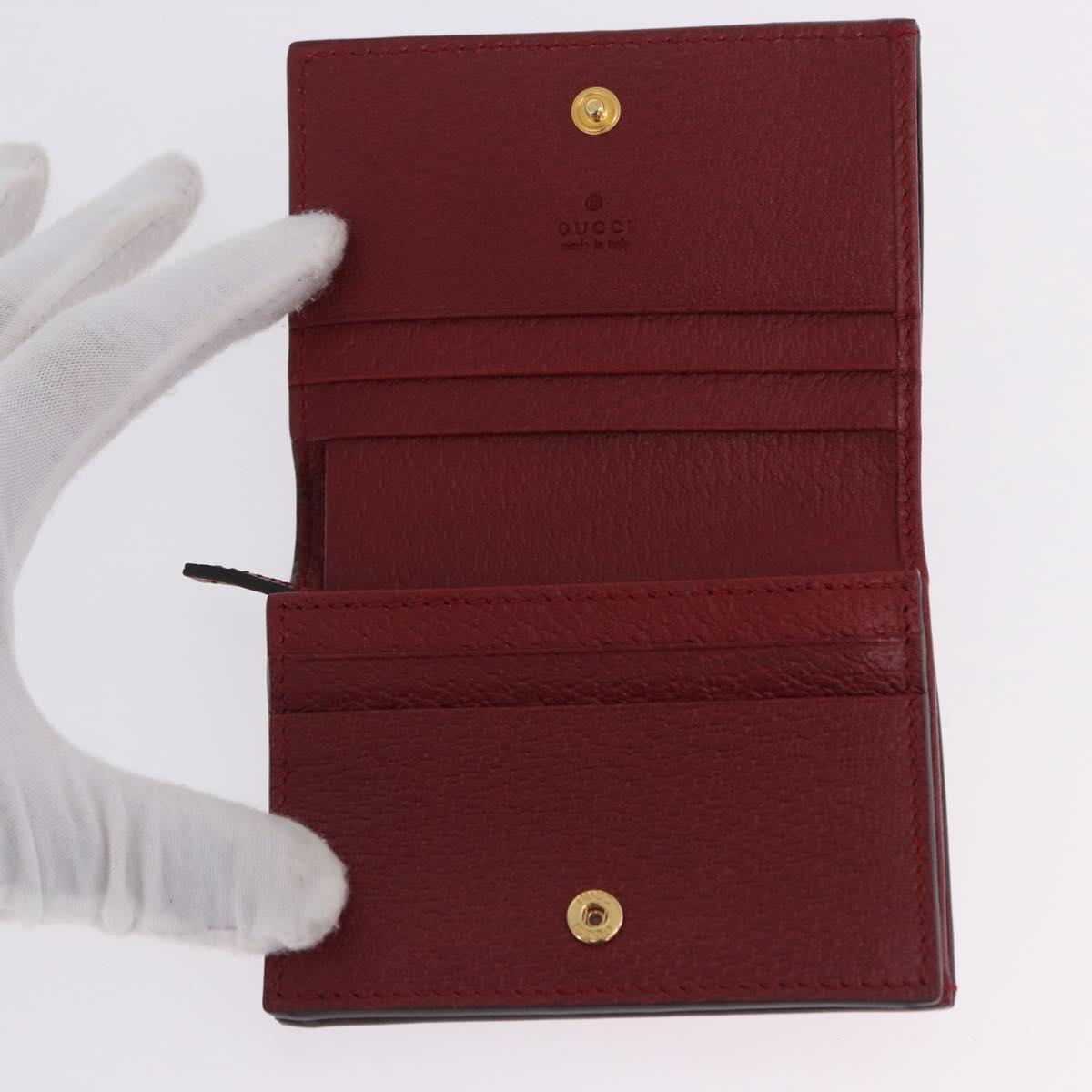 GUCCI Web Sherry Line Trifold Wallet PVC Red Gold 523155 Auth 203338M