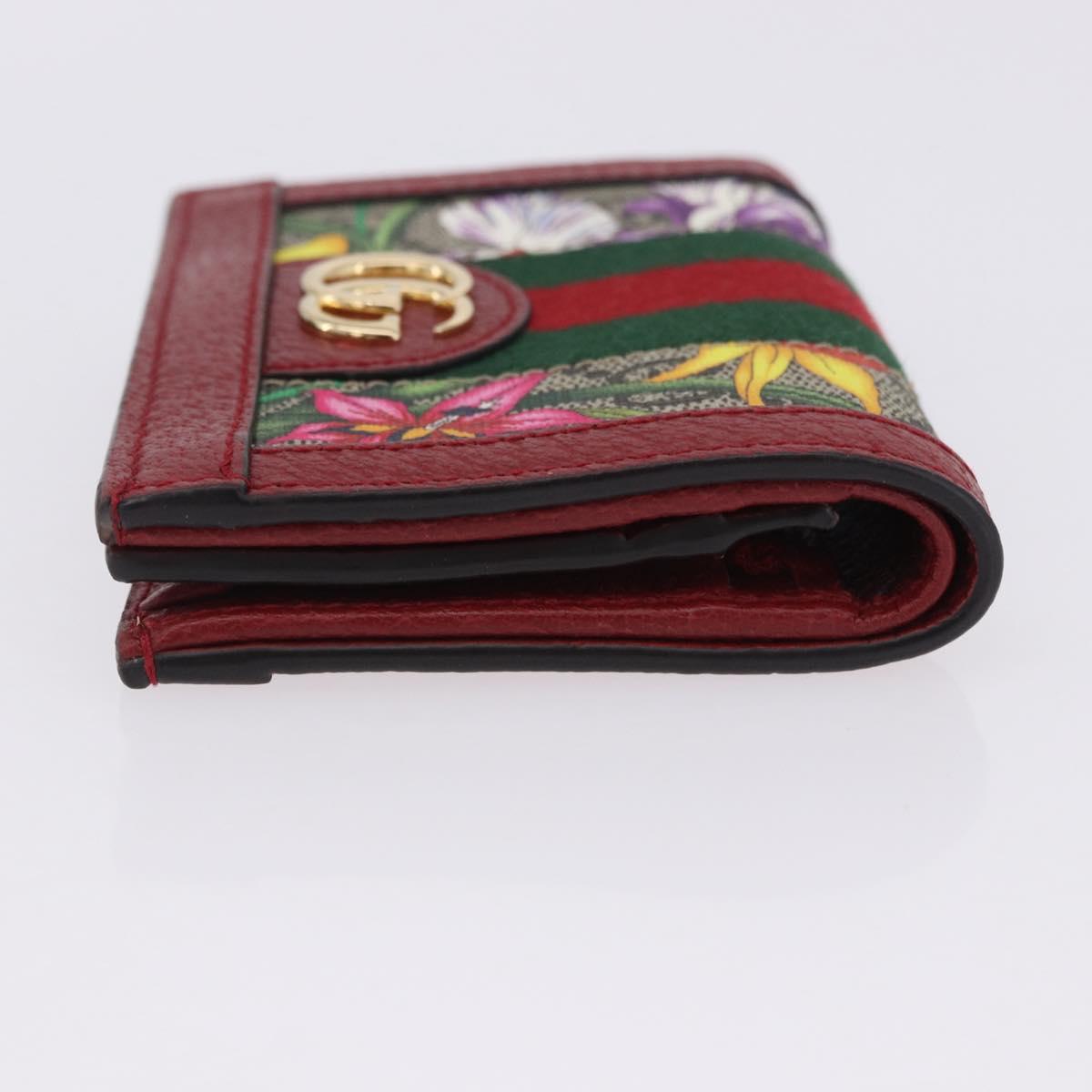 GUCCI Web Sherry Line Trifold Wallet PVC Red Gold 523155 Auth 203338M