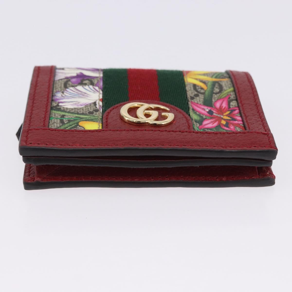 GUCCI Web Sherry Line Trifold Wallet PVC Red Gold 523155 Auth 203338M