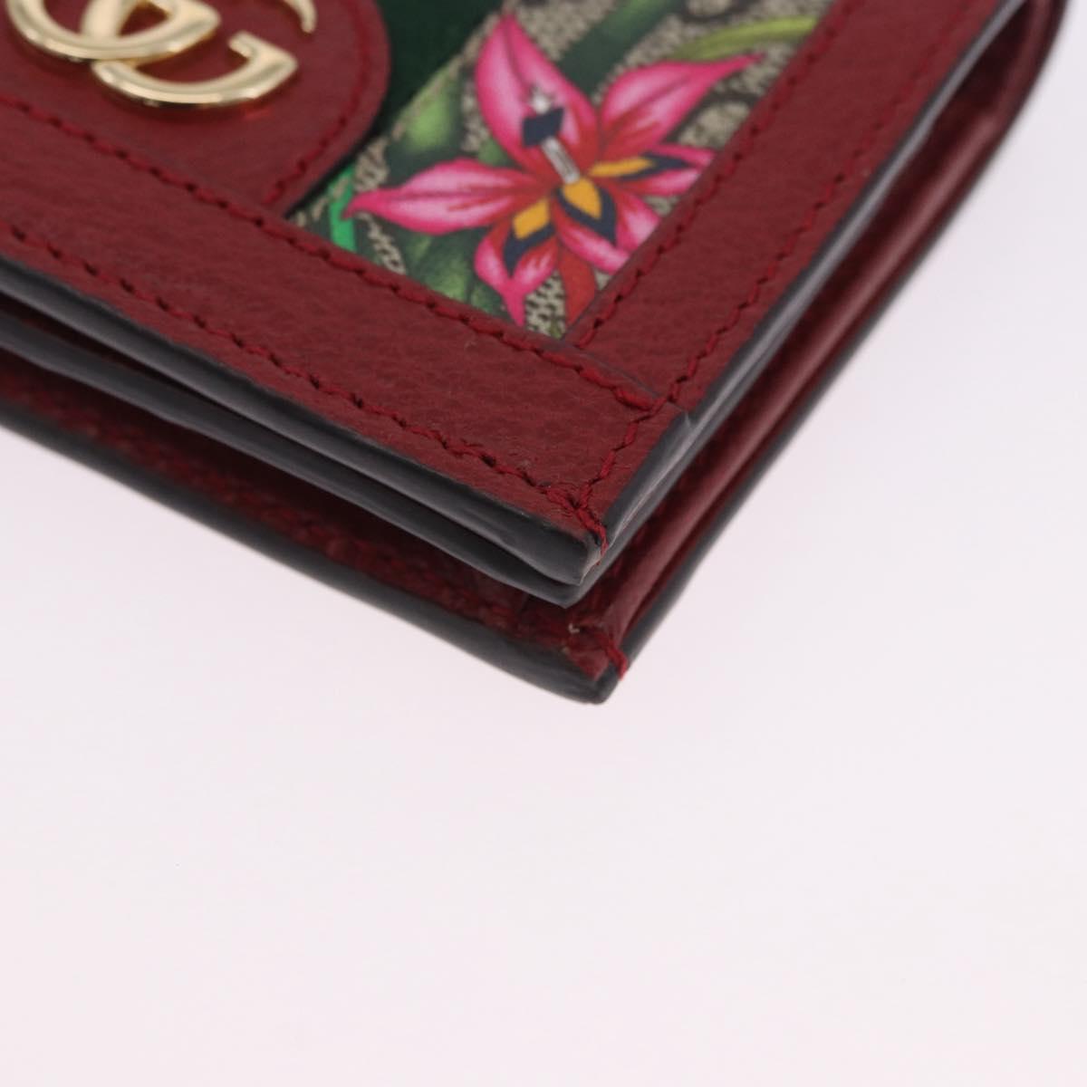 GUCCI Web Sherry Line Trifold Wallet PVC Red Gold 523155 Auth 203338M