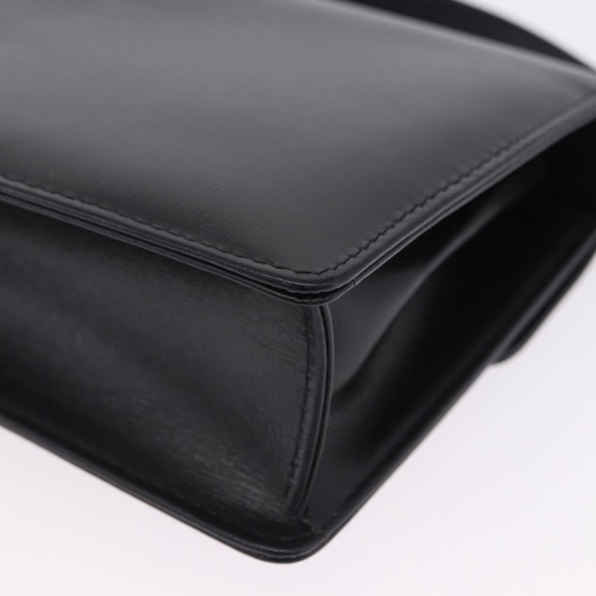 GUCCI Shoulder Bag Leather Black Gold Auth 203346V