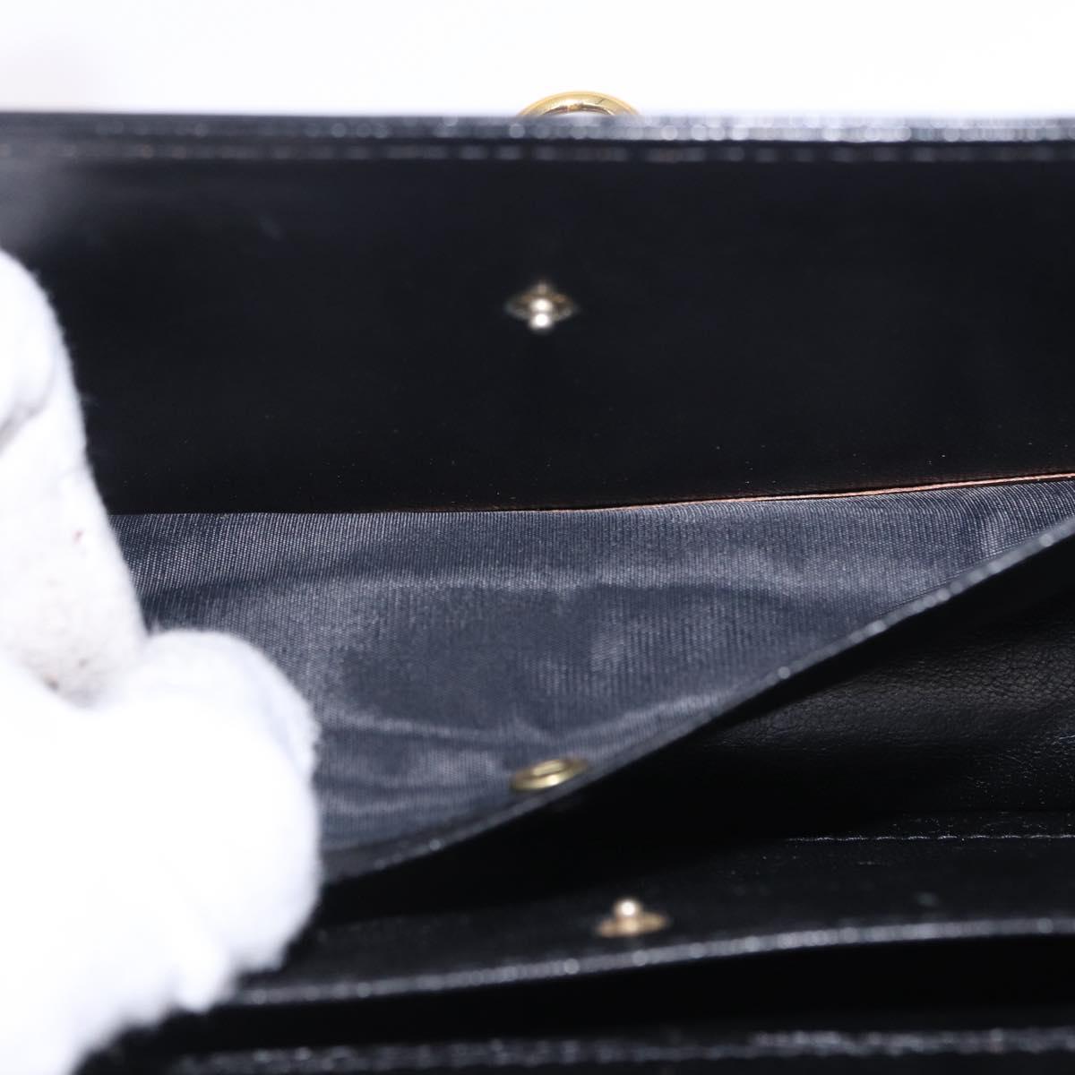 GUCCI Shoulder Bag Leather Black Gold Auth 203346V