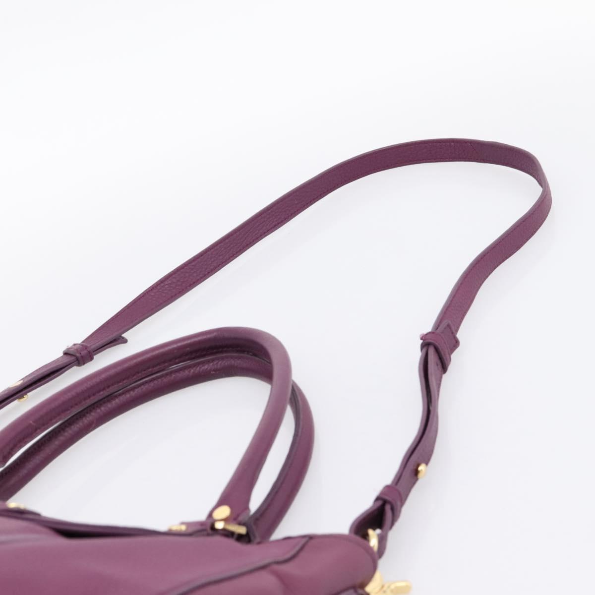 TORY BURCH Hand Bag Leather 2way Purple Gold Tone Auth 203348A