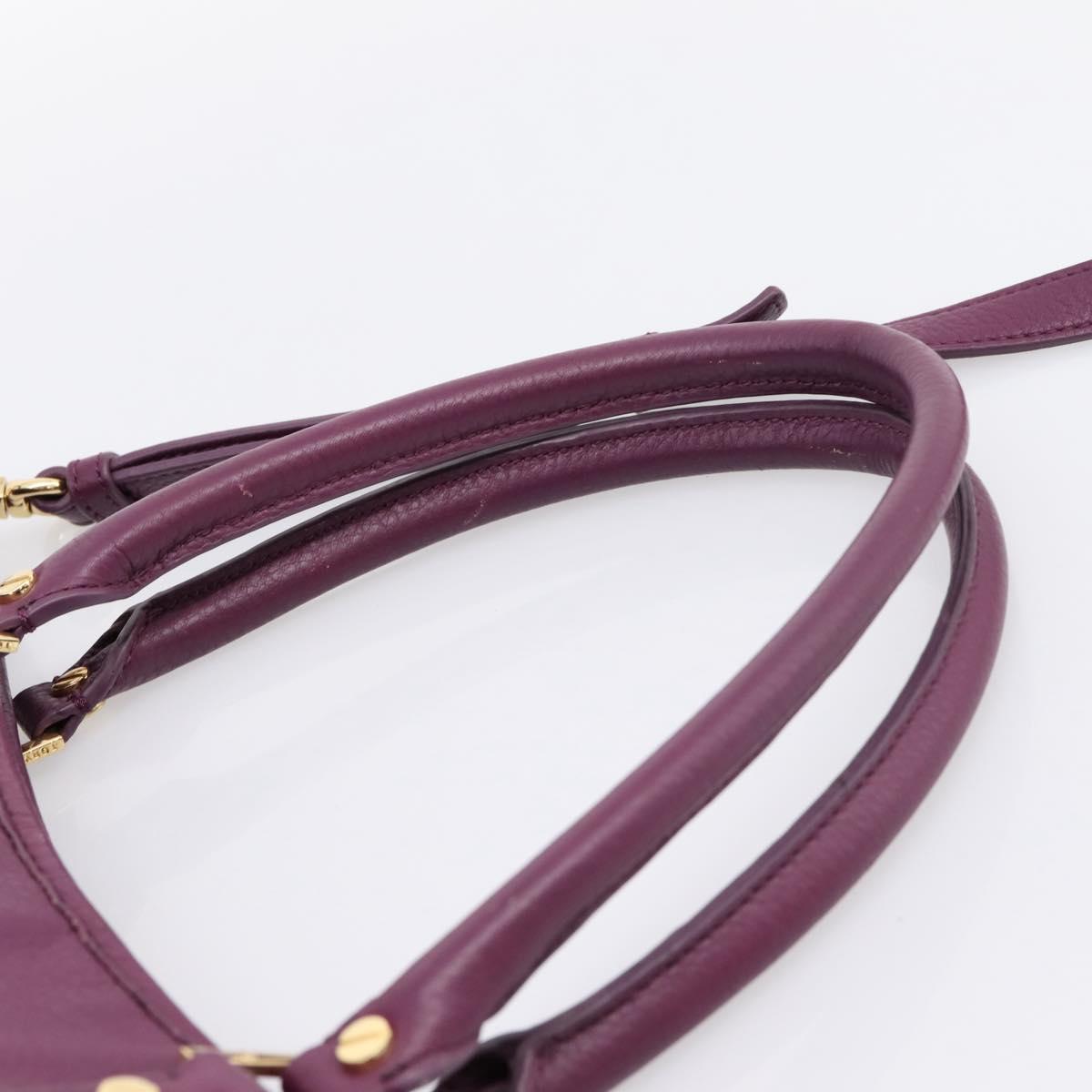 TORY BURCH Hand Bag Leather 2way Purple Gold Tone Auth 203348A