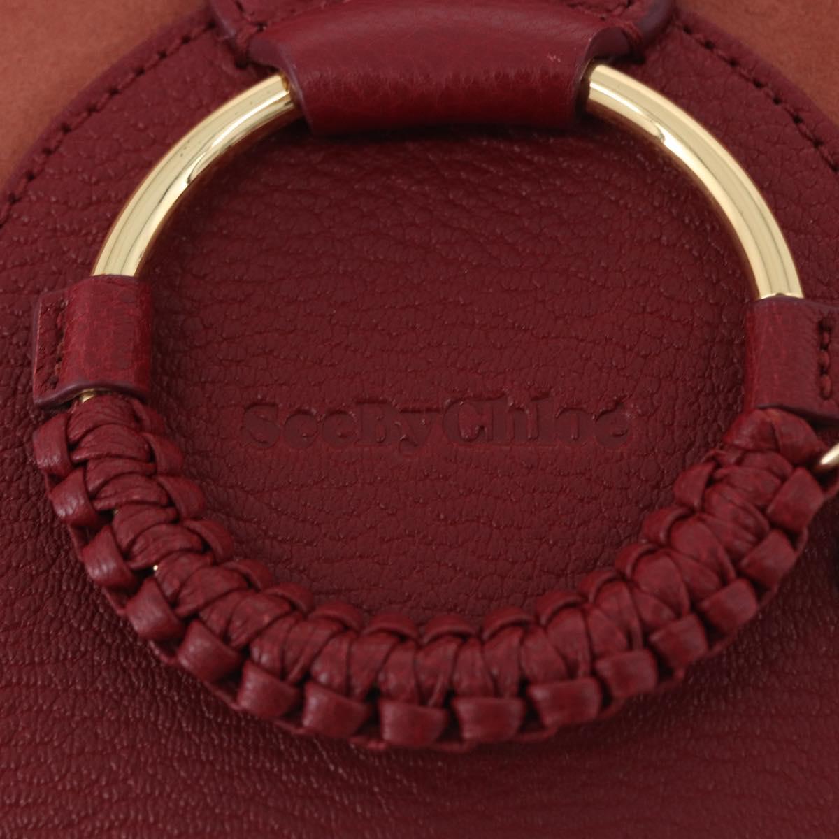 Chloe SeeByChloe Shoulder Bag Suede Red Gold Tone Auth 203350A