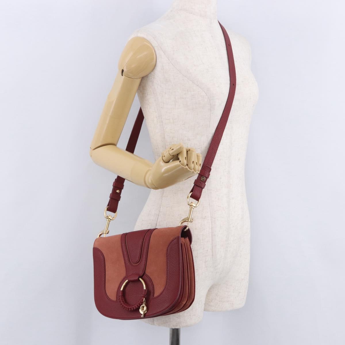Chloe SeeByChloe Shoulder Bag Suede Red Gold Tone Auth 203350A